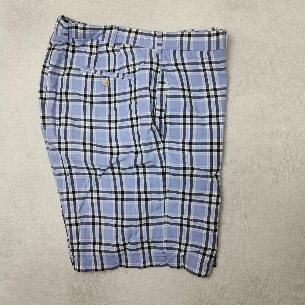 Peter Millar Shorts Mens 38 Blue Plaid 9" Golf Chino Cotton Lightweight Pockets